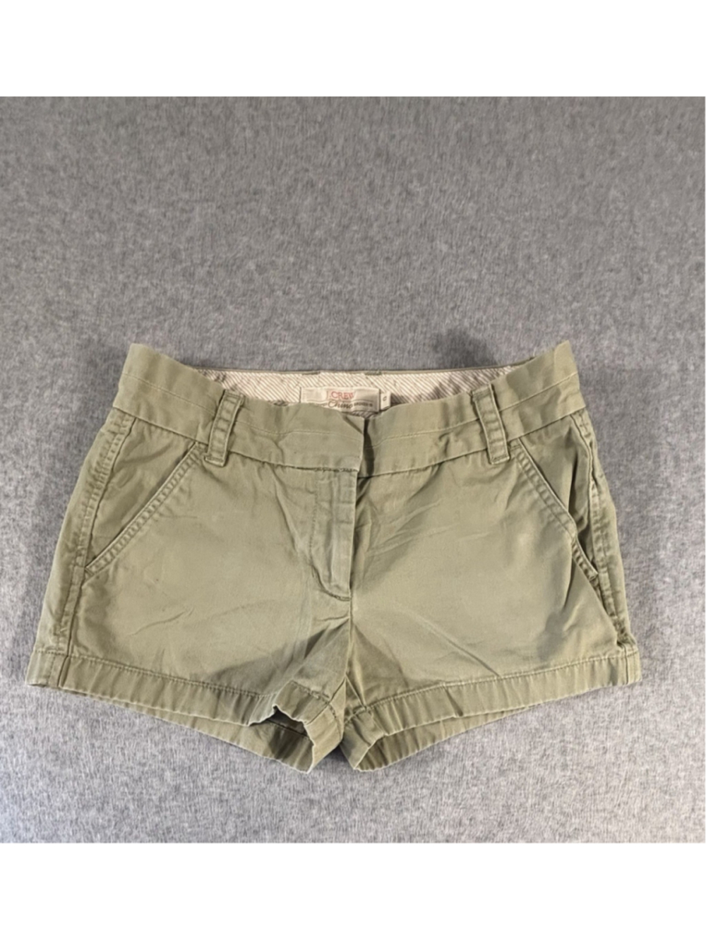 J Crew Chino Shorts Womens Olive Green Broken In Cotton Casual Size 28